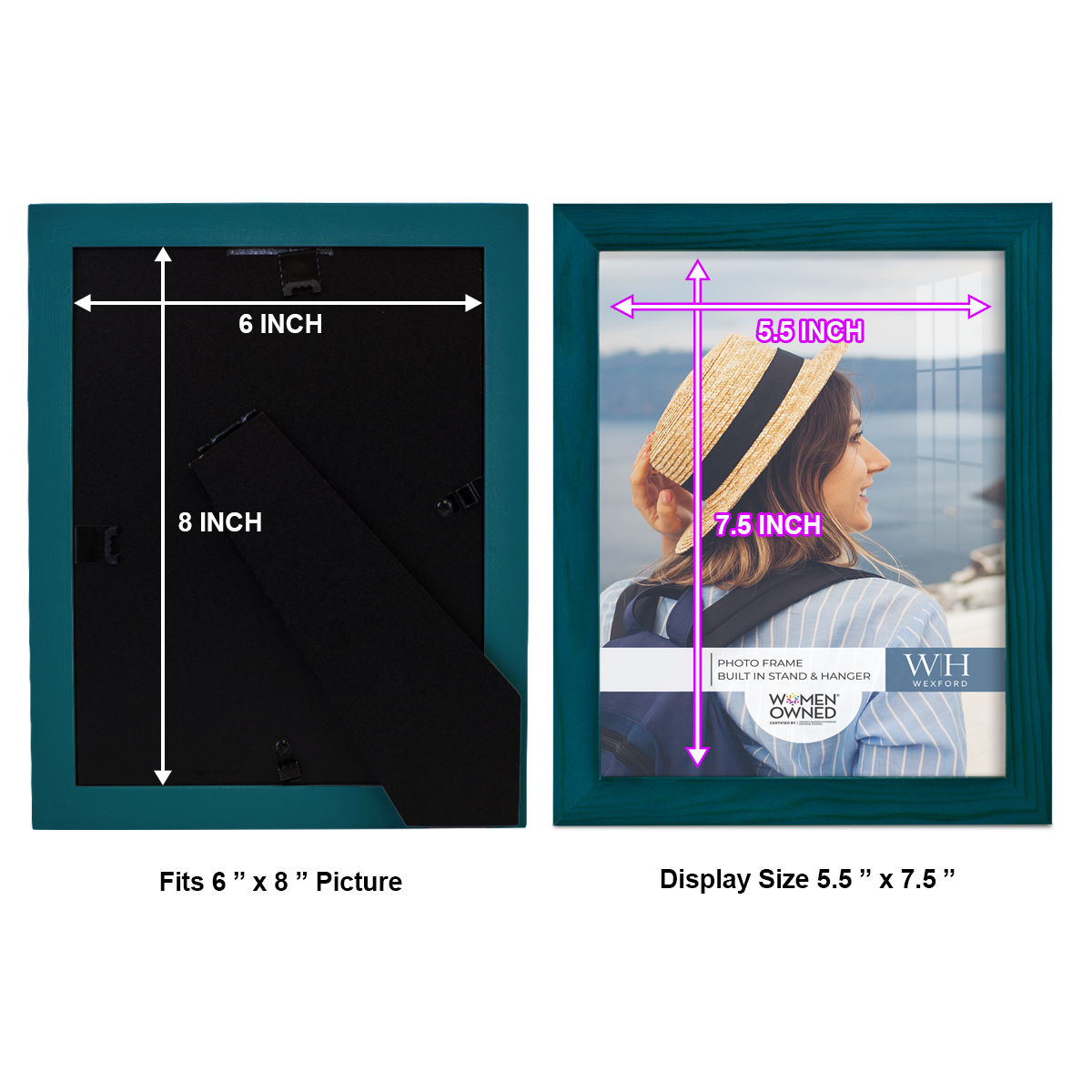 Wexford Home Woodgrain 8" x 10" Ocean Blue Picture Frame (Set of 6)