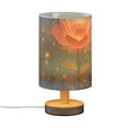 thumbnail image 2 of Flowers Leaves Light Table Lamp USB Bedside Desk Nightstand Lamp Printed Gifts Small Lamp Wood Base for Bedroom Living Room Kids Room College Dorm, 2 of 7