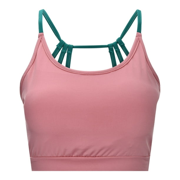 Aayomet Woman Bras With String Shockproof Running Fitness Underwear High  Neck Bras (Pink, L)