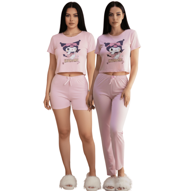 Pijama De 3 Piezas Mujer Pantalon Short Y Playera A Juego