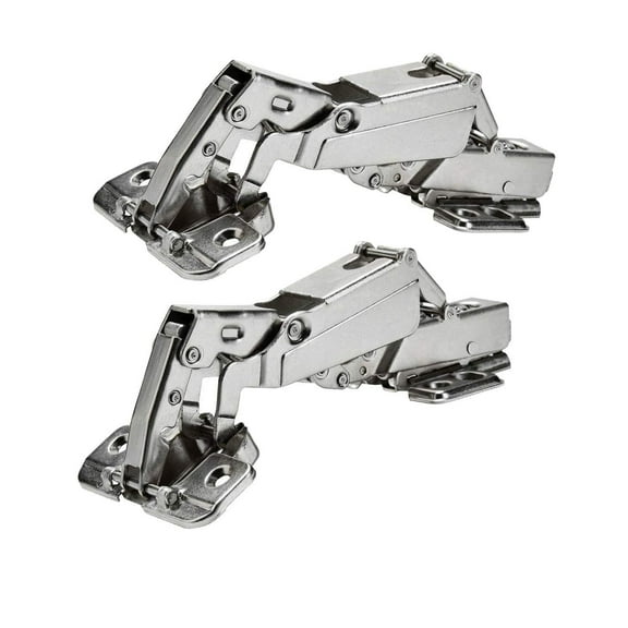 175 Degree Frameless Cabinet Doors Hinges, Concealed Hydraulic Adjustable Mounting, Soft Closing Nickel-Plated Steel Buffer Dampers, Full Overlay