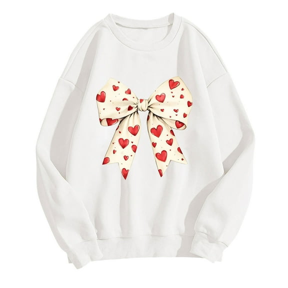 Kaemgyyd Womens Fleece Lined Sweatshirts Casual Crewneck Valentine's Day Cute Pullover Fashion Print Long Sleeve Tops Clothes