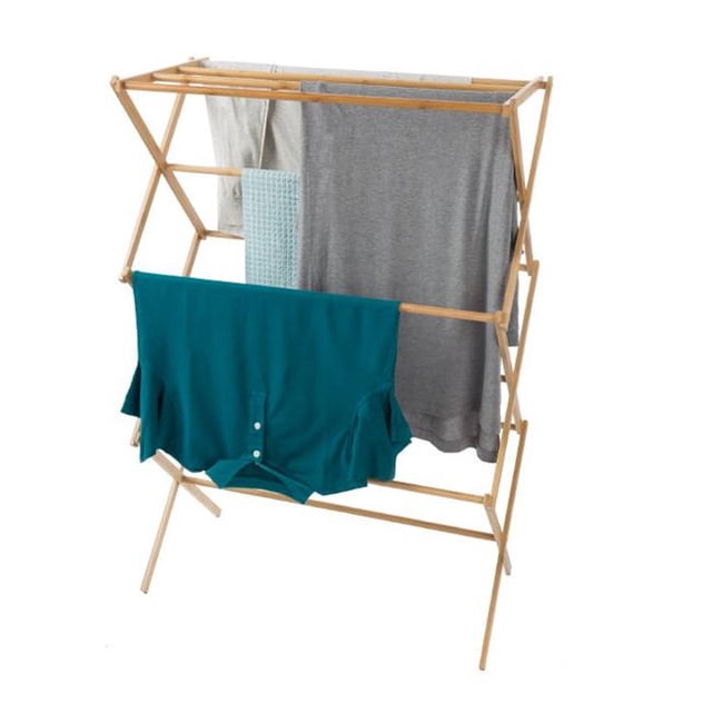 Lavish Home M050058 42 x 14.5 x 27.5 in. Bamboo Clothes Drying Wooden Rack