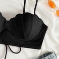 thumbnail image 6 of TOWED22 Women Halter Bikini Tops - Push Up Bathing Suit Top V Neck Full Coverage Swimsuit Top Only Black,S, 6 of 7