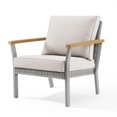 thumbnail image 1 of SONGMICS HOME Sencillo Lounge Chair – 1-Seat Patio Sofa with Faux Wood Arms, Gray & Beige, Modern Transitional Style, 1 of 9