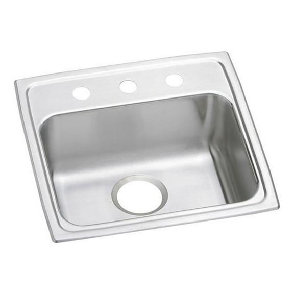 Elkay LRAD191855MR2 Gourmet Lustertone Stainless Steel Single Bowl Top Mount Sink with MR2 Faucet Holes