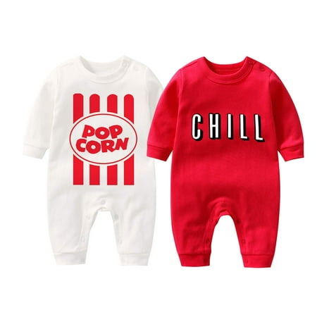 

YSCULBUTOL Baby Twins Bodysuit Yummz Tomato Ketchup Mustard Twin Set Infant Girls Romper Baby Boys Outfits（pop white6M）