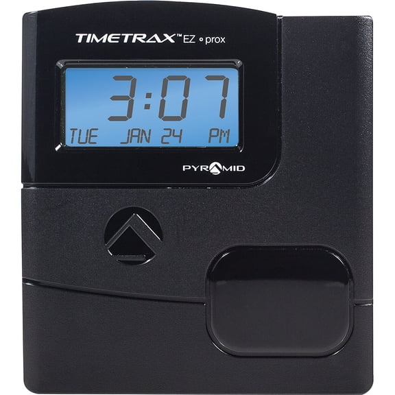 Pyramid Time Systems TimeTrax EZ Proximity Time Clock System, No Touch Punch In, Employee Time Clock with 15 Proximity Badges, Black