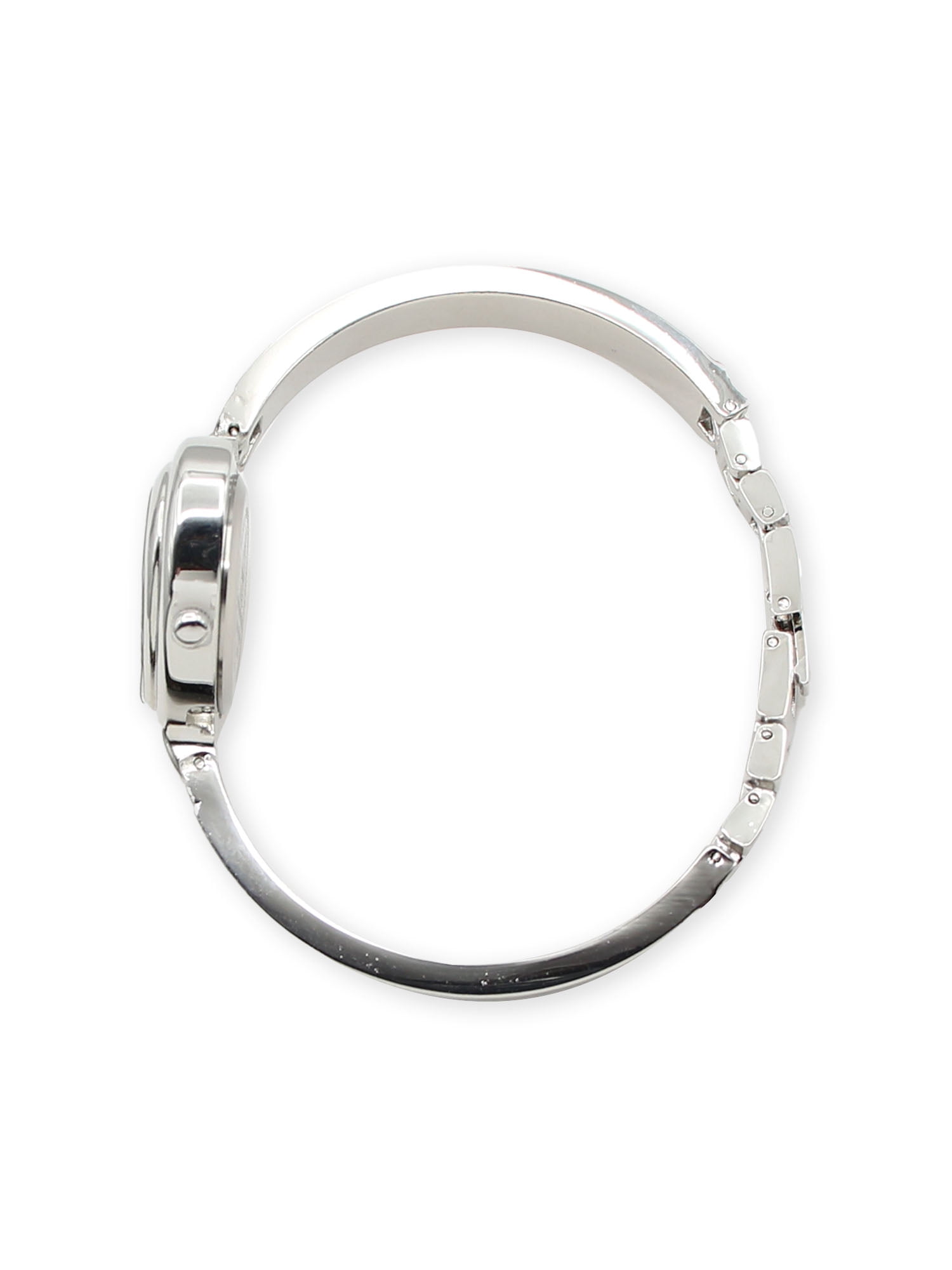 No Boundaries Adult Female Silvertone Heart Shaped Case Watch with Bangle Bracelet.