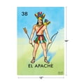 thumbnail image 2 of 38 El Apache Native American Warrior Loteria Card Mexican Bingo Lottery Day Of Dead Dia Los Muertos Decorations Mexico Sugar Skull Party Spanish Cool Wall Art Print Poster 12x18, 2 of 5