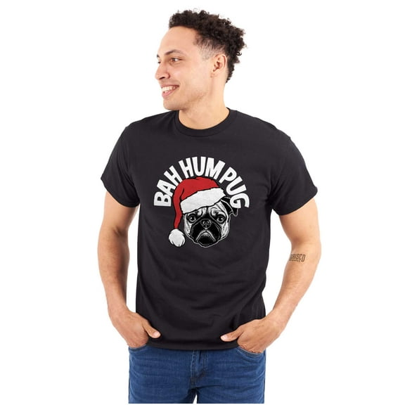 Funny Christmas Bah Humbug Pug Pun Plus Size Crewneck Graphic Tee Shirt Brisco Brands 5X