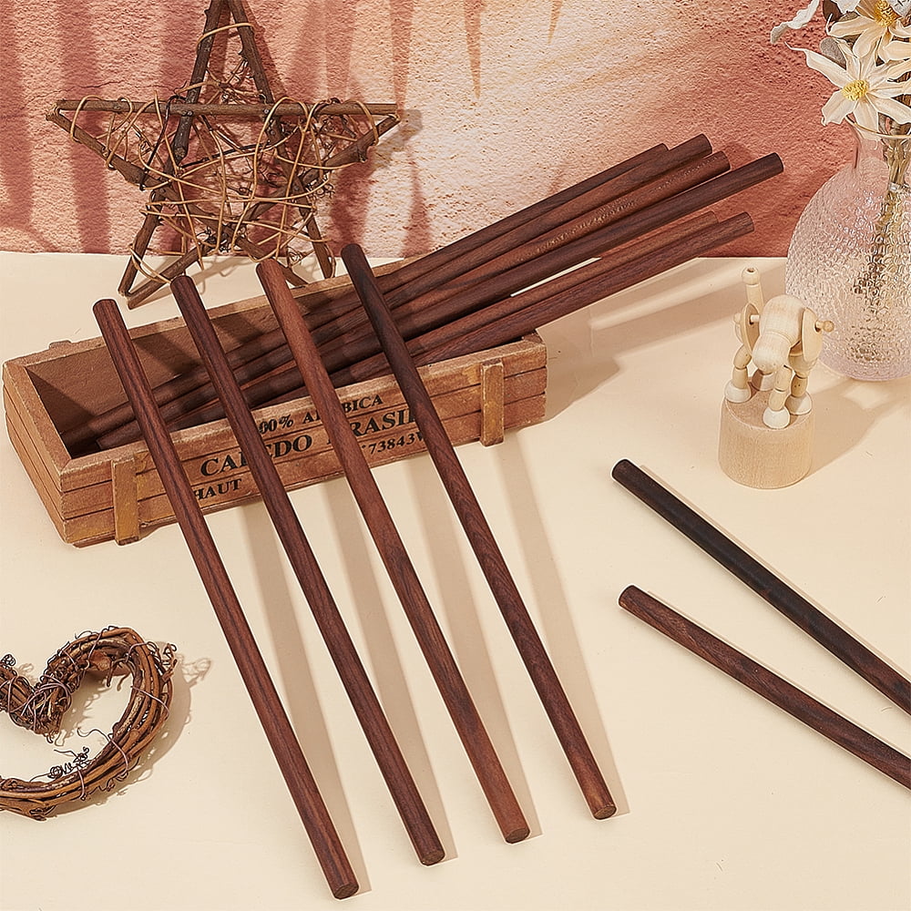 Waxed Round Wooden Sticks Dowel Rods for Toy Building Model Material Macrame Craft Supplies Coconut Brown 300x10mm 12pcs