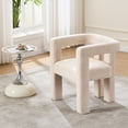 thumbnail image 2 of White  Plush Modern Barrel Chair, Upholstered Accent Armchair for Dining and Living Room, Comfy Boucle and Sherpa Options, 2 of 8