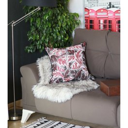 Black Red And White Jacquard Leaf Decorative Throw Pillow Cover Black Red And White Jacquard Leaf Decorative Throw Pillow Cover