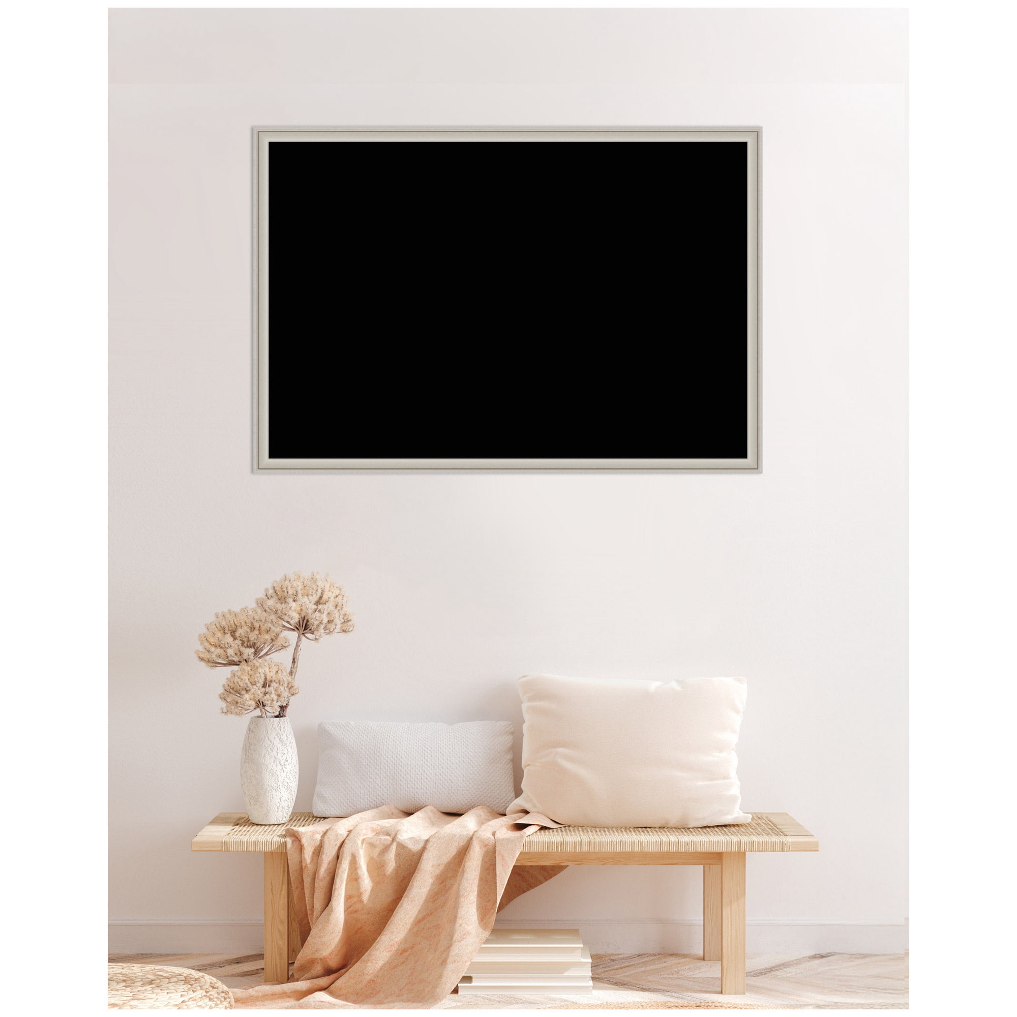 Kate and Laurel Framed Fabric Pinboard 38 x 26,  Printed Linen Classic Bulletin Board for Use as a Vision Board or Wall Organization, Florence Silver Frame