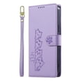 thumbnail image 2 of Wallet Leather Case For iPhone 14 Pro 6.1",with Card Holder,wristband, Shockproof Kickstand Embossed Cute Cats, Snap Phone Case,Purple,For iPhone 14 Pro, 2 of 9