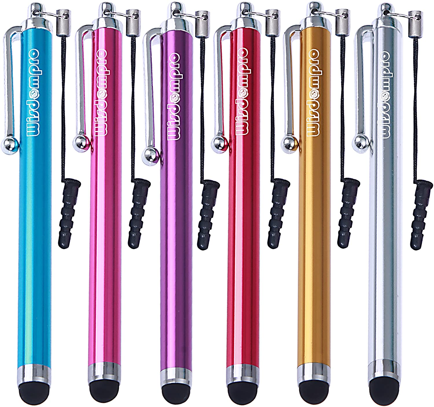 Stylus, Wisdompro 9 Pack Rubber Tip Stylus Bundle of 4.5 inch Colorful