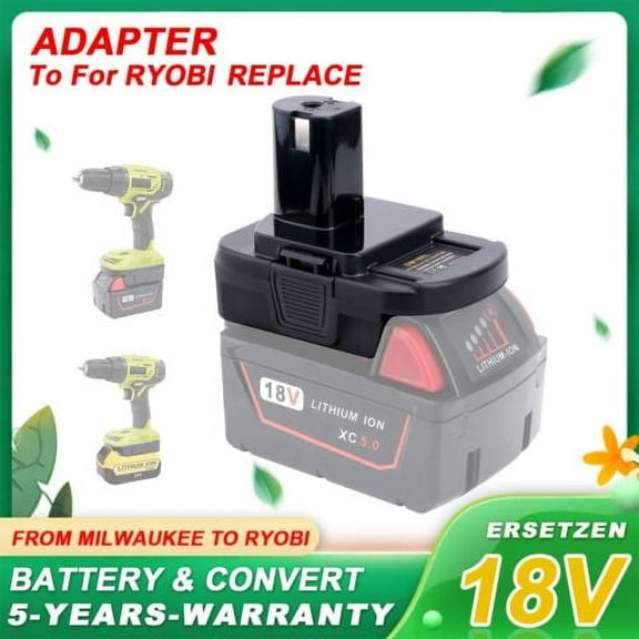 DM18RL Battery Adapter Converter Compatible with Mil*wau*kee 18V De*walt 20v Batteries & M-18 Battery, Compatible with Ryo*bi 18V Batteries ONE  Tools P108 ‎ P189 P190 P197 PBP005
