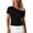 Black, variant on Women's One-Shoulder Short Sleeve T-Shirt Solid Asymmetrical Neckline Slim-Fit Top Perfect Spring Summer Tee for Date Night Office Cute Dessy Wear