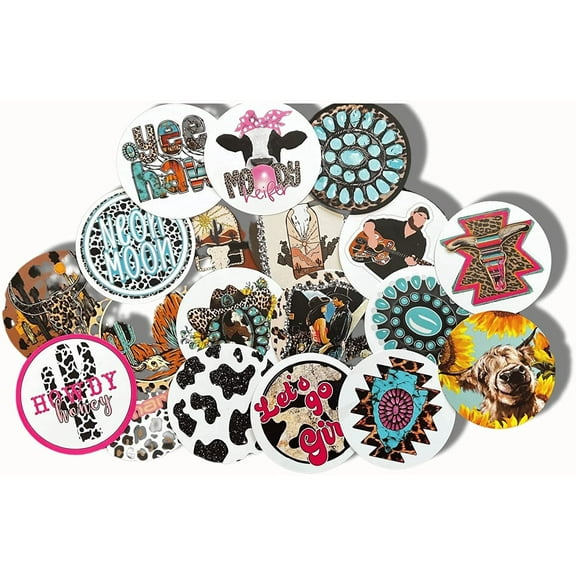 Freshie Cardstock Cutouts Rounds 3 inch for Freshies Random Mix 32 pk For Scented Aroma Beads Bake with Mold for Car Freshie Designs, Western, Cow, Leopard, Aztec, Howdy, Bull Skull