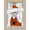 thumbnail image 3 of Fox Duvet Cover Set King Size, Cartoon Young Fox Character with Spiral Patterns Cute Friendly Charming, Decorative 3 Piece Bedding Set with 2 Pillow Shams, Dark Orange Black White, by Ambesonne, 3 of 3