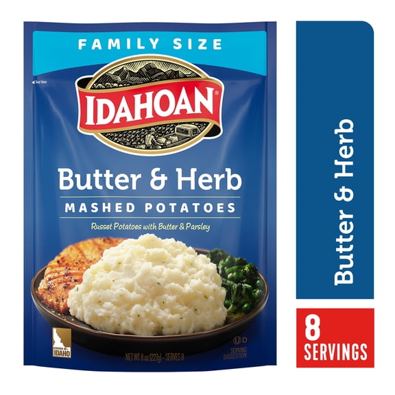 Idahoan Butter & Herb Mashed Potatoes Family Size, 8 oz Pouch