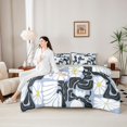 thumbnail image 5 of Homewish Vintage Daisy Floral 7-Piece Twin Bedding,Boho Geometric Art Bedding Comforter Set,White Blue,Light Gray Reversible, 5 of 8