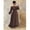 Brown, variant on Women Brown Long Sleeve Modest Maxi Dress, Elegant A-Line Evening Gown