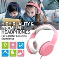 thumbnail image 4 of FosPower Kids Headphones Wired with Microphone, Safe 85db Volume Limited, Adjustable Foldable Children & Teens Over The Ear Headphone for Girls, Boys, School, PC, Tablet, Laptop, Pink/White, 4 of 10