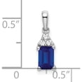 thumbnail image 3 of 14K White Gold Emerald-Shape Sapphire And Diamond Pendant (Width 5) (Length 16.9) - Jbsp, 3 of 5