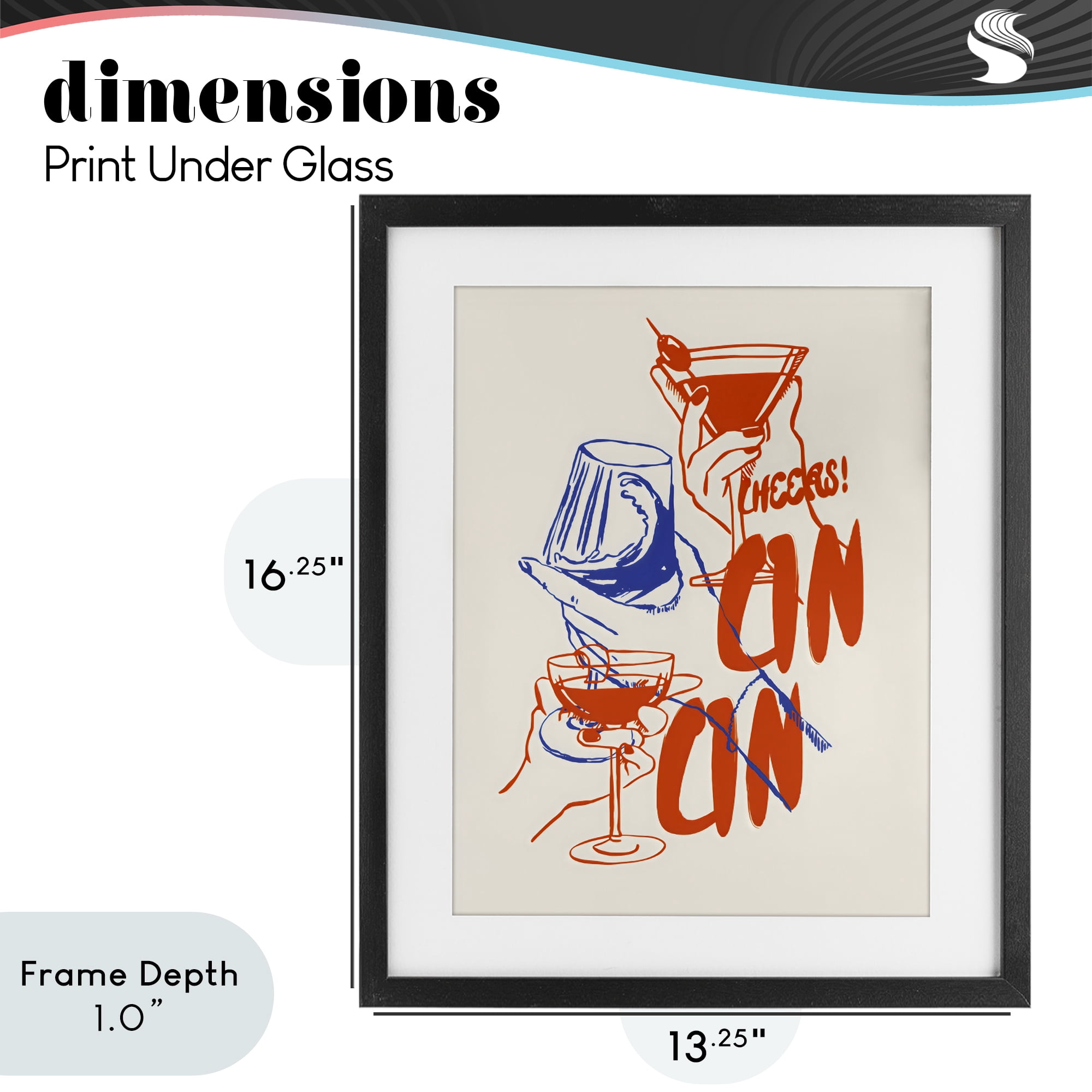 Stupell Industries Retro Cheers Cocktail Toast Black Framed Print Under Glass, design by The Prints Vibe