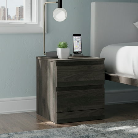 Brindle Low Profile Nightstand with 2 Drawers and USB, Espresso, by Hillsdale Living Essentials