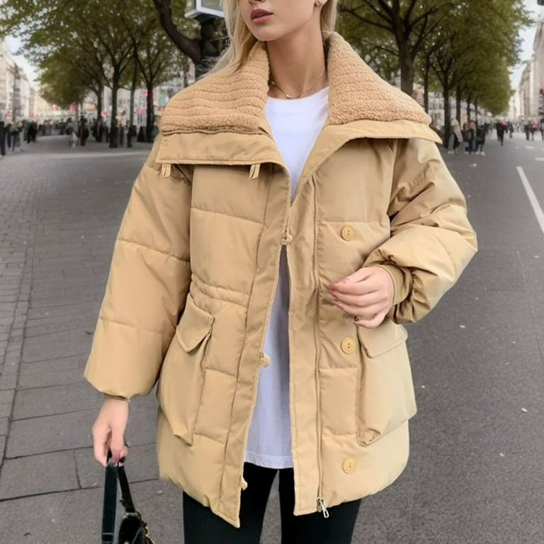 Lovskoo 2024 Womens Winter Coats Quilted Jacket Zipper Long Sleeve