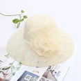 thumbnail image 2 of XIAOCHA Womens Lace‑Rose Wide‑Brim Hat Solid Sun Hat Party Hat,Beige, 2 of 4