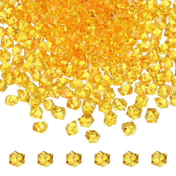 1000-Pack Fake Ice Rocks, 6x9mm Fake Crushed Ice Acrylic Gems Diamonds for Vase Fillers/Fish Tank/DIY Crafts [Orange]