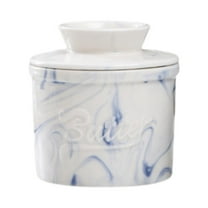 Fiocias Butter Keeper Porcelain Butter Container Housewarming Gift for Fresh Spreadable Blue marble