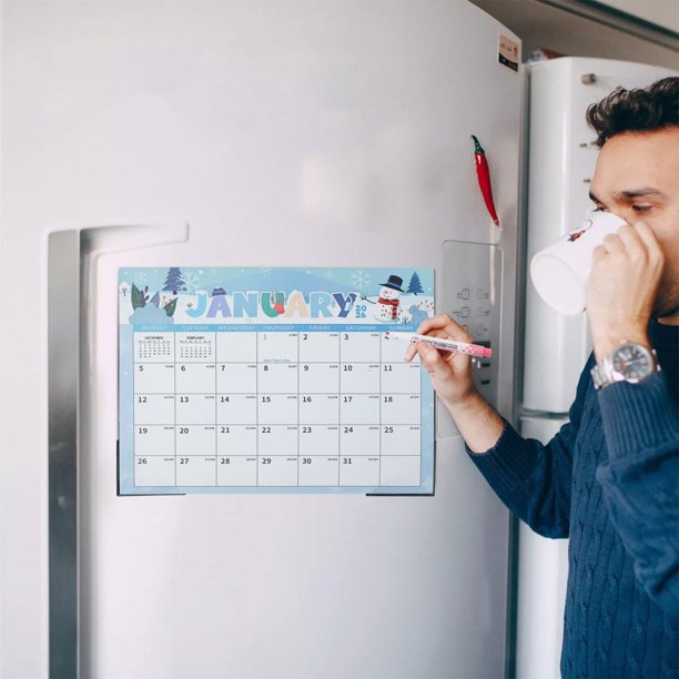 CaiYueKe Magnetic Refrigerator Calendar 2026-2027 18-Month Dry Erase Wall Calendar Planner with Holidays, Large Fridge Calendar for Home Office Kitchen Organization