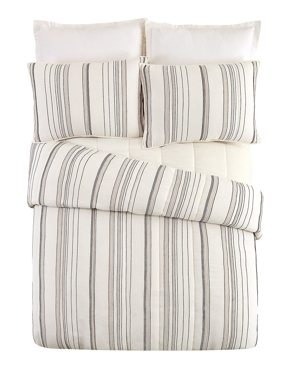 Better Homes & Gardens Ticking Stripe Cotton Pillow Shams, Off-White, King (2 Count), All Ages