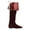 Brown, variant on Women Knee-High Boots Comfortable Flat Low Heel Almond Toe Stretchy Suede Fold Boots Leather Cuff with Tassel Size 15 Black