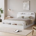 thumbnail image 5 of FULL Size Bed Frame, Low-Profile Platform Bed Frame with Storage Headboard & Footboard — Wooden Slat Support, No Box Spring Required, White, 5 of 6