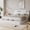 White wood grain, variant on COZONY Twin / Full / Queen / King Wooden Platform Bed Frame with Storage Headboard & Footboard, Low Profile, No Box Spring