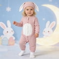 thumbnail image 4 of Letdown Easter Unisex Baby Long Sleeve Romper, Soft Cotton Jumpsuit Cinch Cute Bunny-Theme Outfits with Ears Hat 2 Pieces Clothes, 4 of 10
