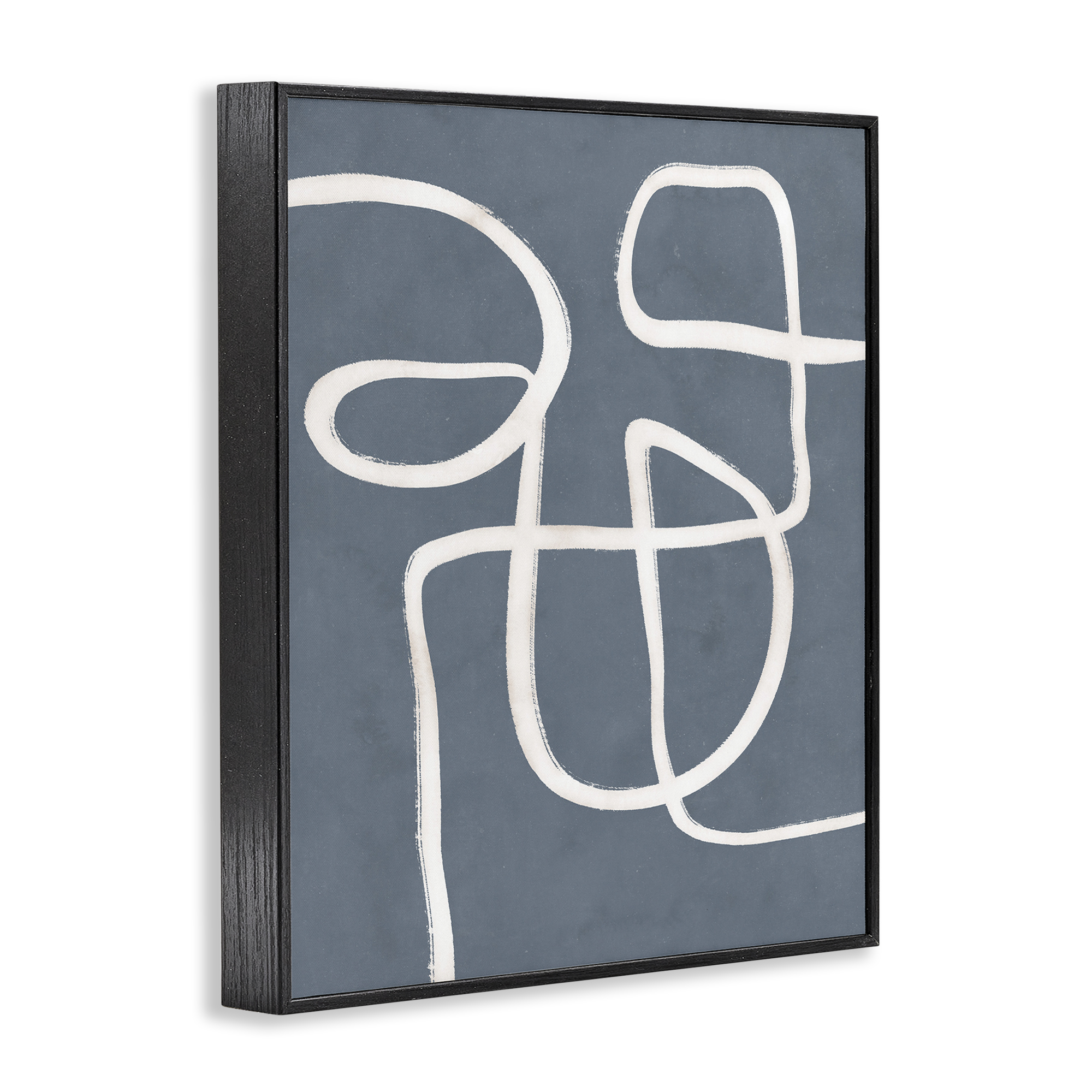 Stupell Industries Freeflow Line on Blue Abstract Painting Black Framed Art Print Wall Art, 16 x 20