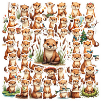cartoon Otters Theme Stickers, Waterproof Otters Theme Sticker for Water Bottle Laptop Phone Cases Planner Skateboard Luggage Helmet Party Favor Decor, Ideal for Adults Teens Teacher Rewards