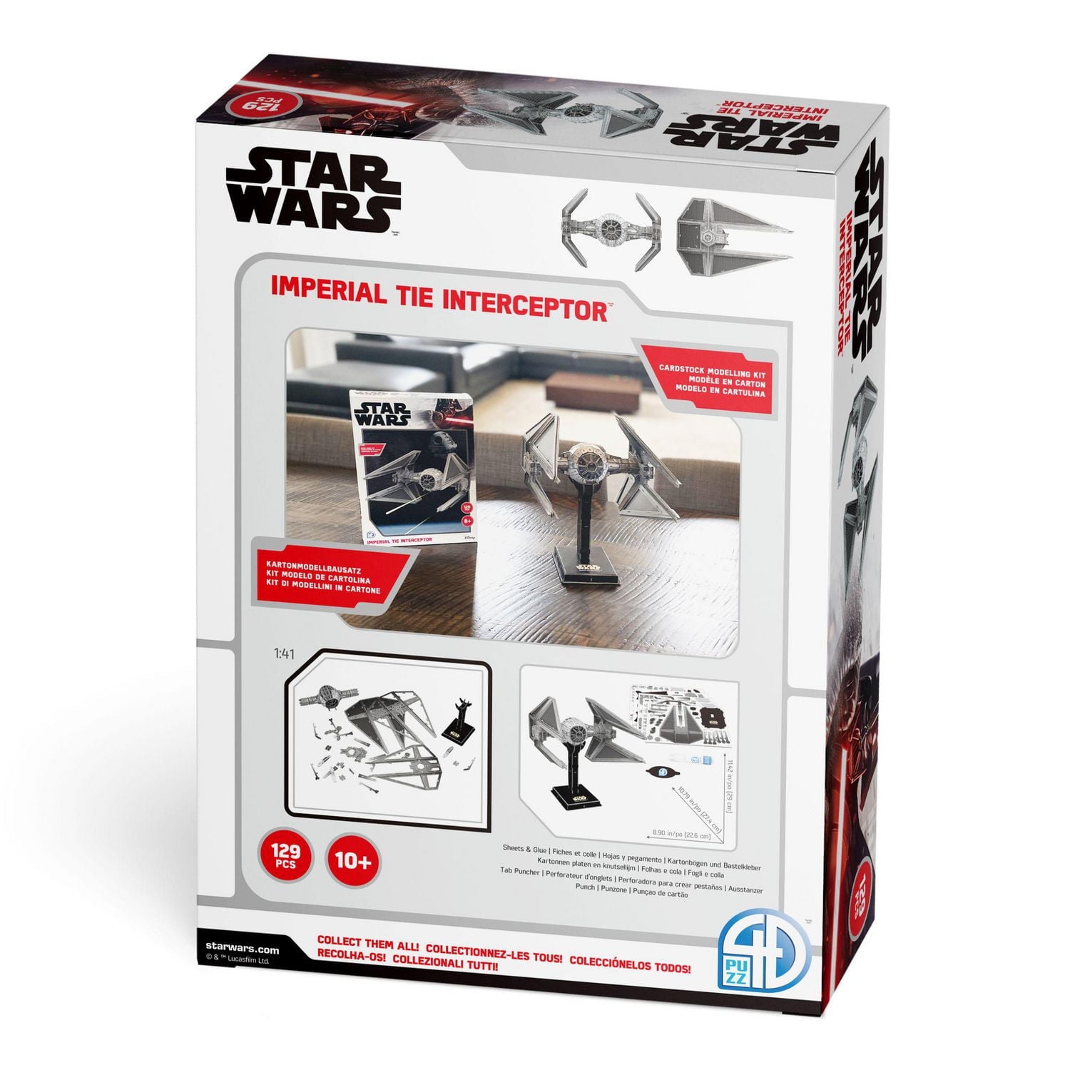 4D Build, Star Wars Imperial TIE Interceptor, Maquette 3D en papier, 129 pièces, pour adolescents et adultes, à partir de 10 ans