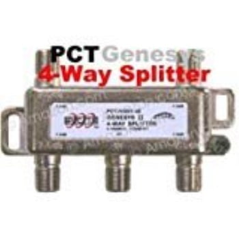 pct four port (4 output) indoor/outdoor high performance 5-1000 mhz cable tv hdtv coaxial digital signal splitter