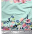 thumbnail image 1 of Soimoi Green Cotton Jersey Fabric Ranunculus & Chrysanthemum Floral Printed Fabric 1 Yard 64 Inch Wide, 1 of 3