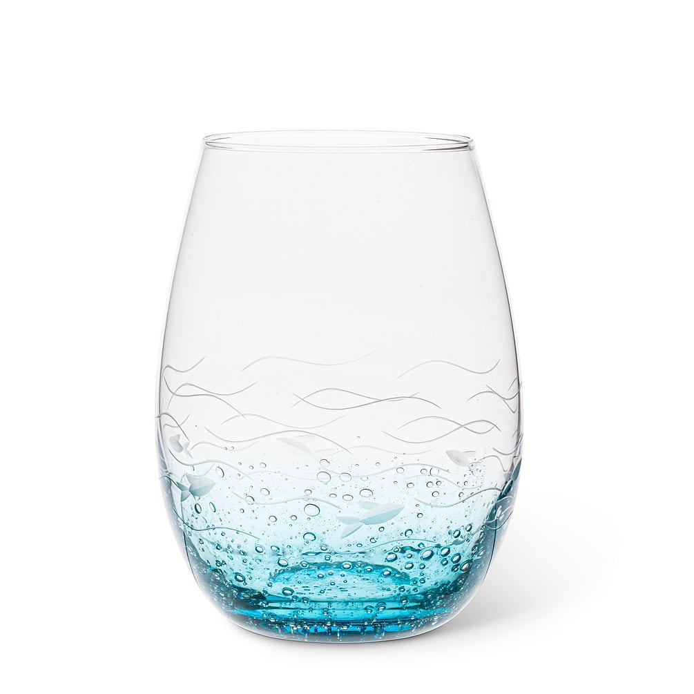 Two's Company Tropical Fish Stemless Wine Glass