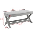 thumbnail image 3 of GZXS Mid-Century Modern Velvet Upholstered Bench with X-Frame, 42"W Padded Ottoman Seat for Bedroom/End of Bed/Window/Hallway, Light Gray, 3 of 7