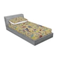 thumbnail image 3 of Ambesonne Colorful Fitted Sheet & Pillow Sham Set, Hand Drawn Leaf Swirls, Full, Multicolor, 3 of 3